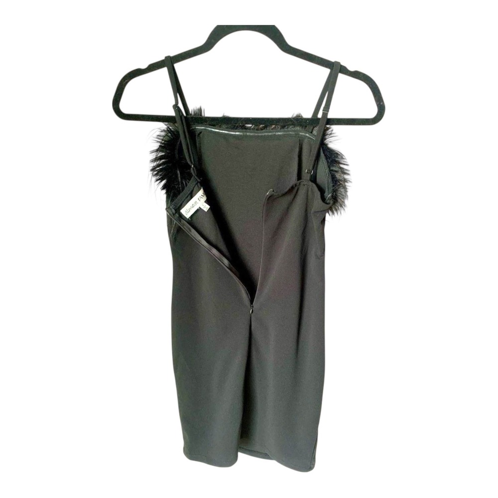 New Almost Famous Womens Feather Trim‎ Mini Dress Size S Black Party Y2K Glam - Picture 4 of 16